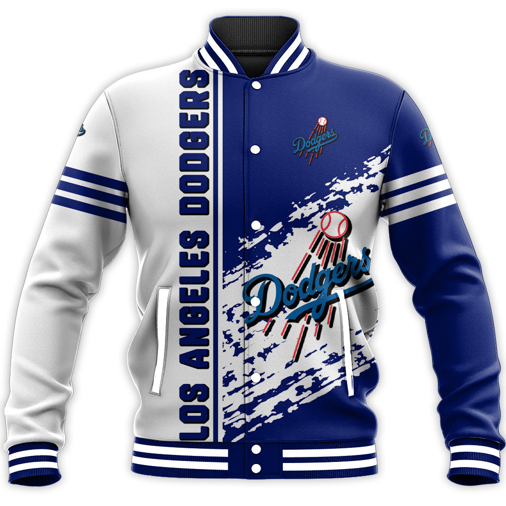 los angeles dodgers baseball jacket button up zipper hooded all over print quarter style mlb zkgdn