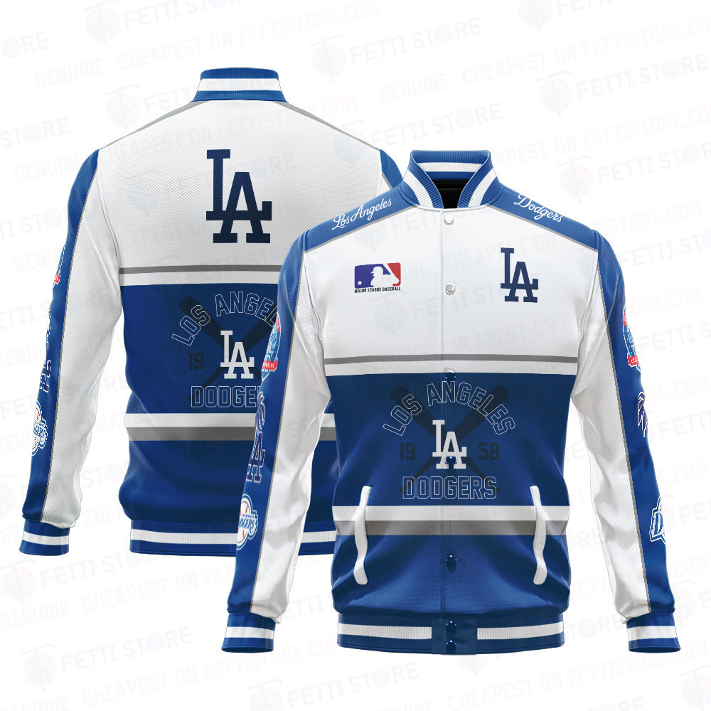 los angeles dodgers baseball white and dark blue pattern baseball varsity jacket baseball jacket all over print 5sysv