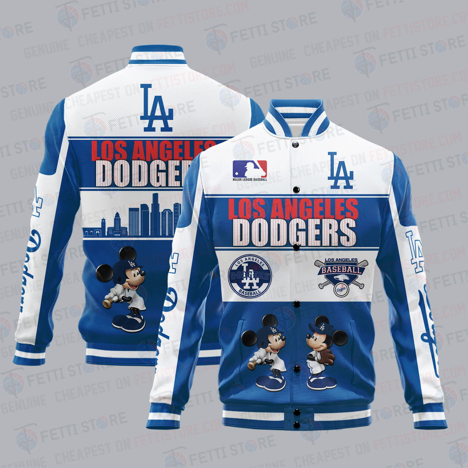 los angeles dodgers city and logo pattern print baseball varsity jacket baseball jacket all over print u8mju