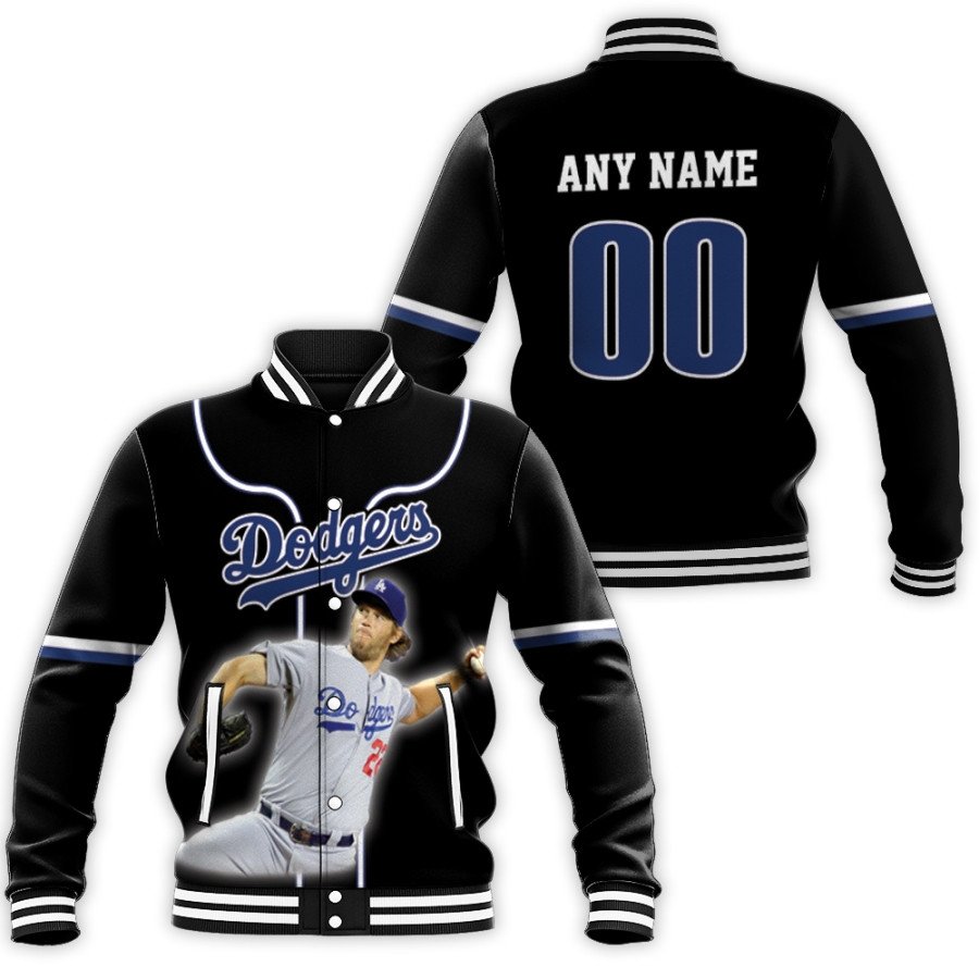 los angeles dodgers clayton kershaw 22 black jersey style gift with personalized for dodgers fans baseball jacket button up zipper hooded all over print mlb hre3s