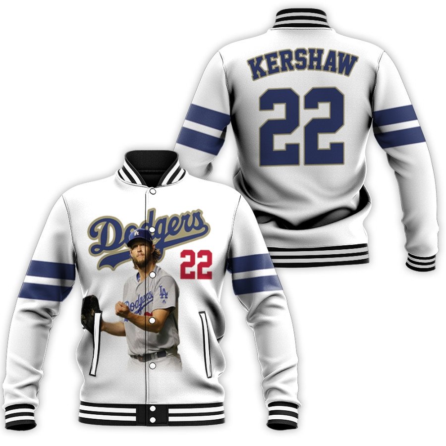 los angeles dodgers clayton kershaw 22 mlb championship golden edition white all over print designed gift for dodgers fans baseball jacket button up zipper hooded all over print mlb kdkhz