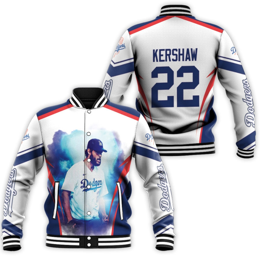 los angeles dodgers clayton kershaw 22 mlb team white jersey style gift for dodgers fans kershaw fans baseball jacket button up zipper hooded all over print mlb zhakx