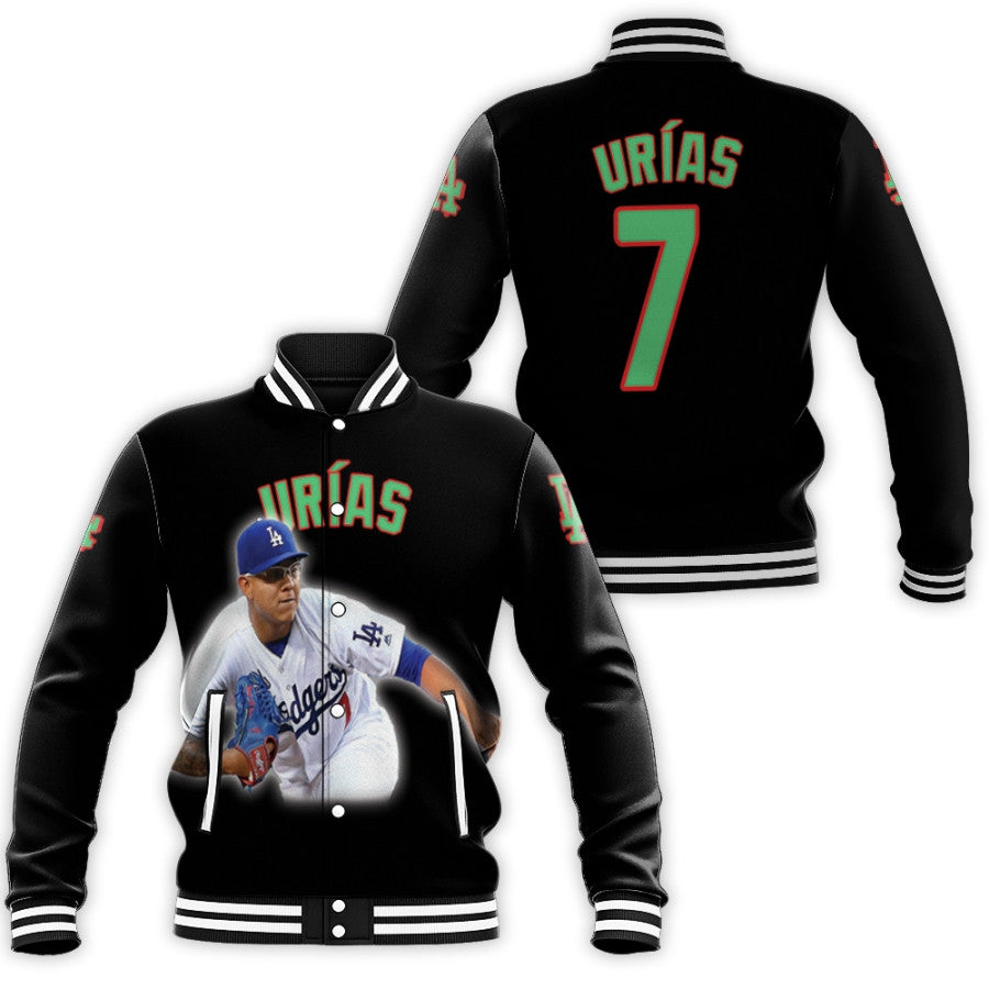 los angeles dodgers julio urias 7 mlb legendary captain black 3d designed allover gift for dodgers fans baseball jacket button up zipper hooded all over print mlb axjyo