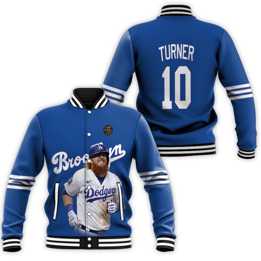 los angeles dodgers justin turner 10 mlb team blue jersey all over print designed gift for dodgers fans baseball jacket button up zipper hooded all over print mlb ap7od