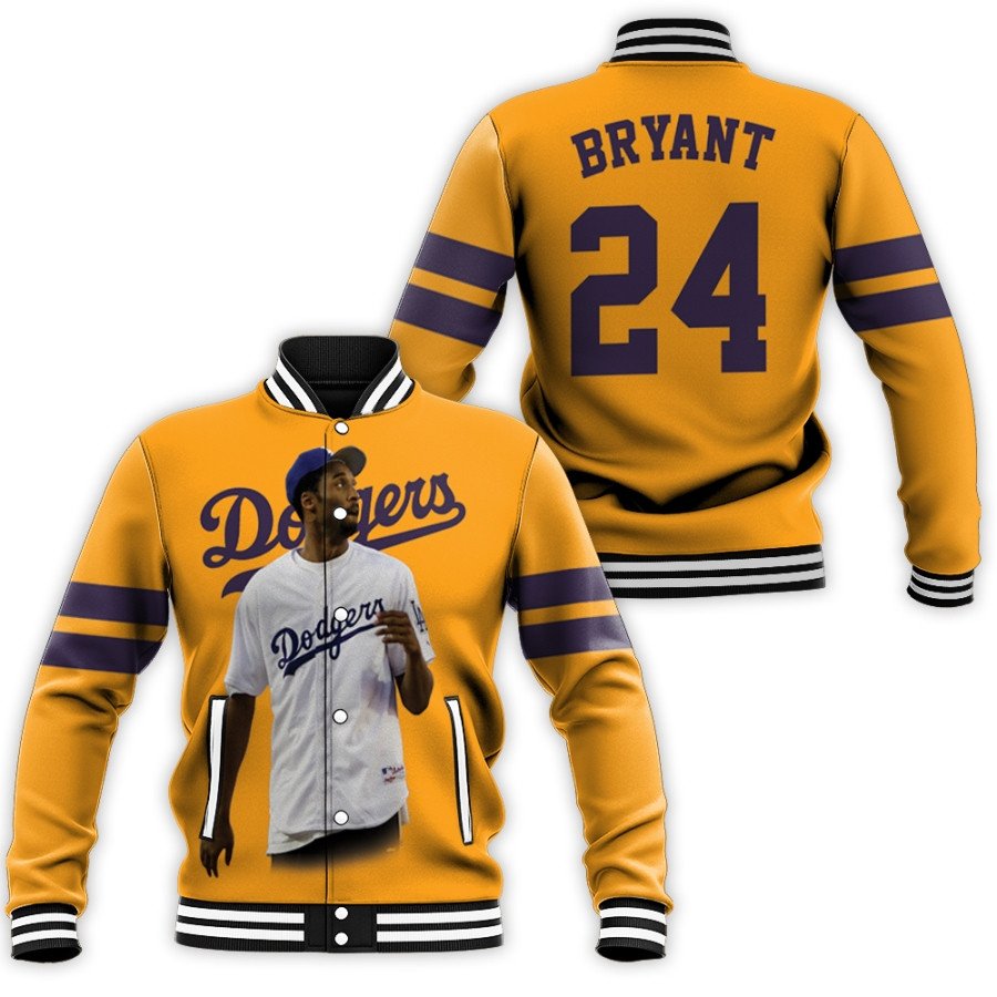 los angeles dodgers kobe bryant 24 mlb team yellow jersey all over print designed gift for dodgers fans baseball jacket button up zipper hooded all over print mlb vhydc