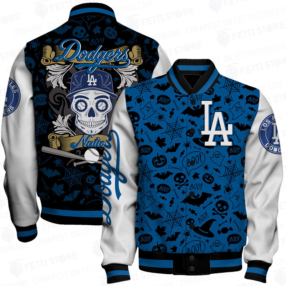 los angeles dodgers mlb halloween pattern baseball varsity jacket baseball jacket all over print 8xxje