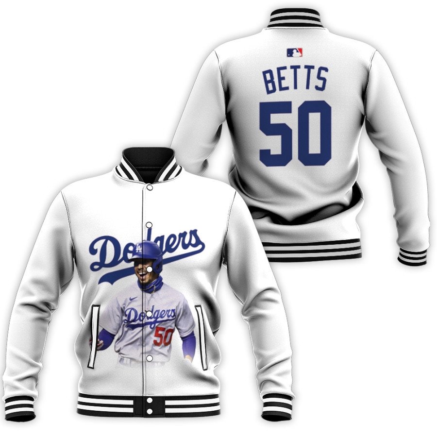 los angeles dodgers mookie betts 50 great player mlb white all over print designed gift for dodgers fans baseball jacket button up zipper hooded all over print mlb r8byd