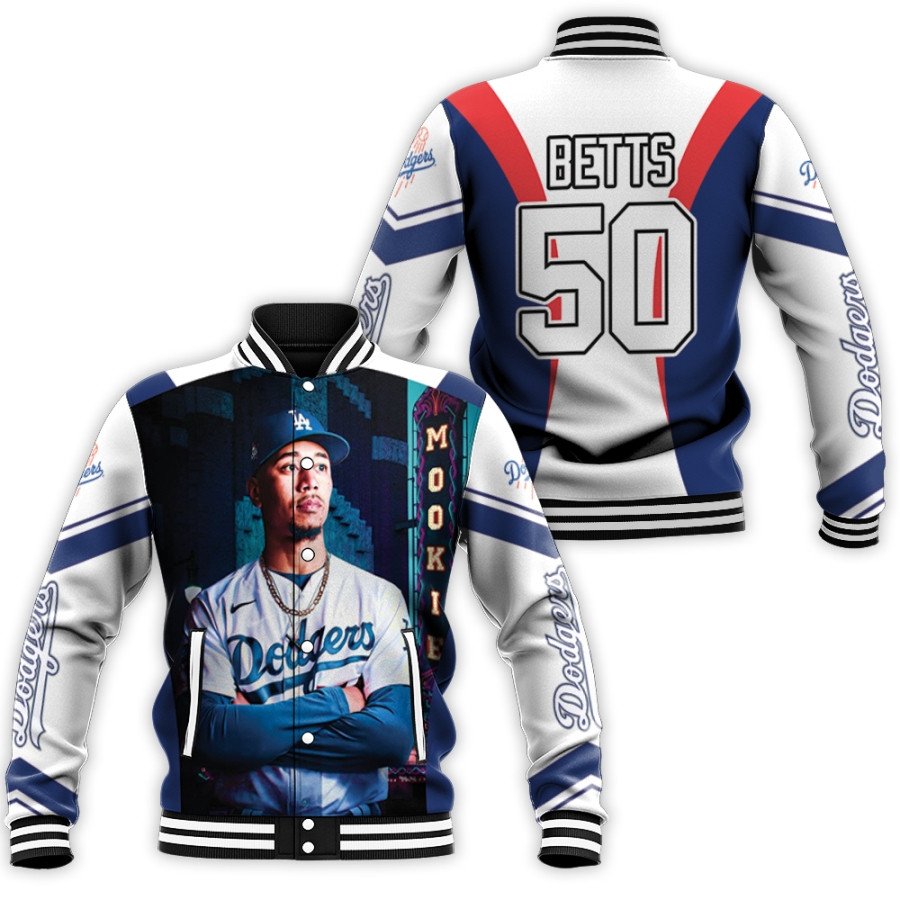 los angeles dodgers mookie betts 50 mlb team white jersey style gift for dodgers fans betts fans baseball jacket button up zipper hooded all over print mlb znkhc