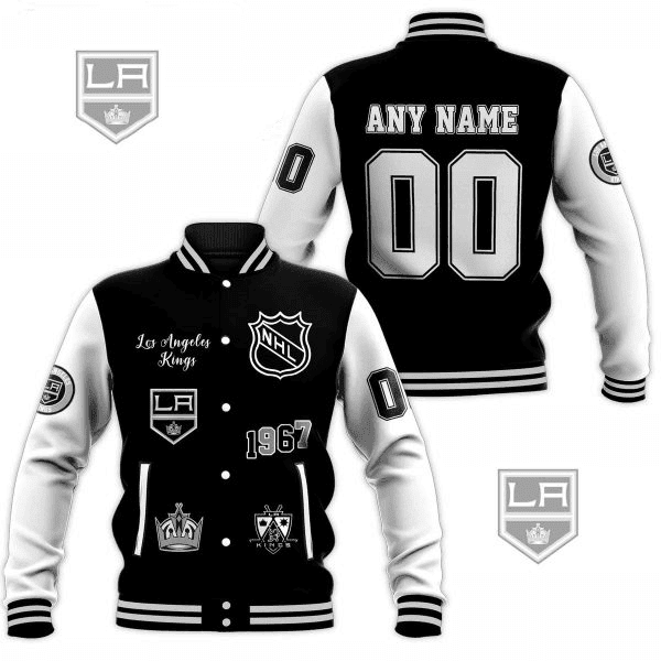 los angeles kings nhl custom name and number baseball varsity jacket baseball jacket all over print axtoa