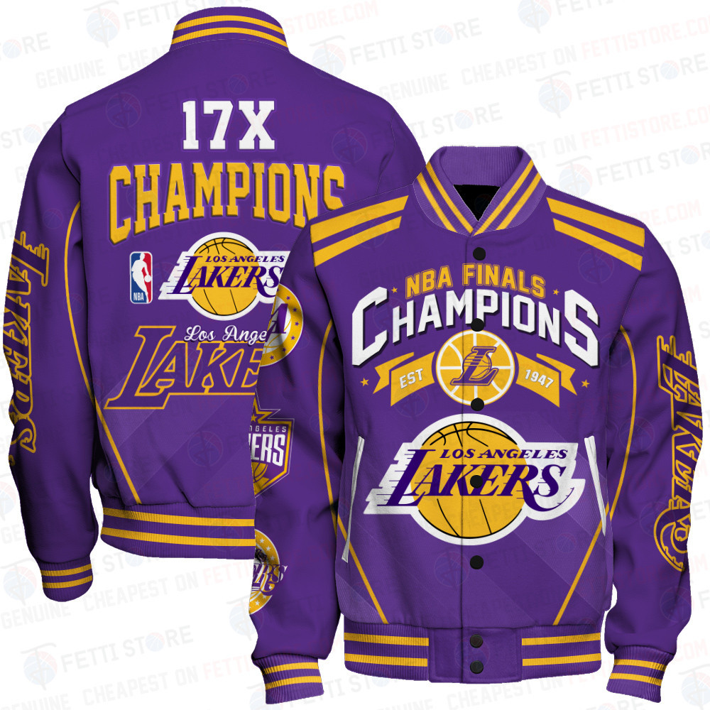 los angeles lakers 17x champions basketball team print baseball varsity jacket baseball jacket all over print sfat v24 e3wfo