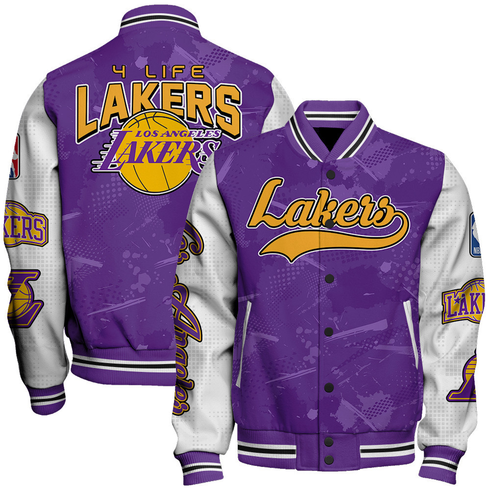 los angeles lakers 4 life team logo nba 2024 baseball varsity jacket baseball jacket all over print sfat v17 adh2b