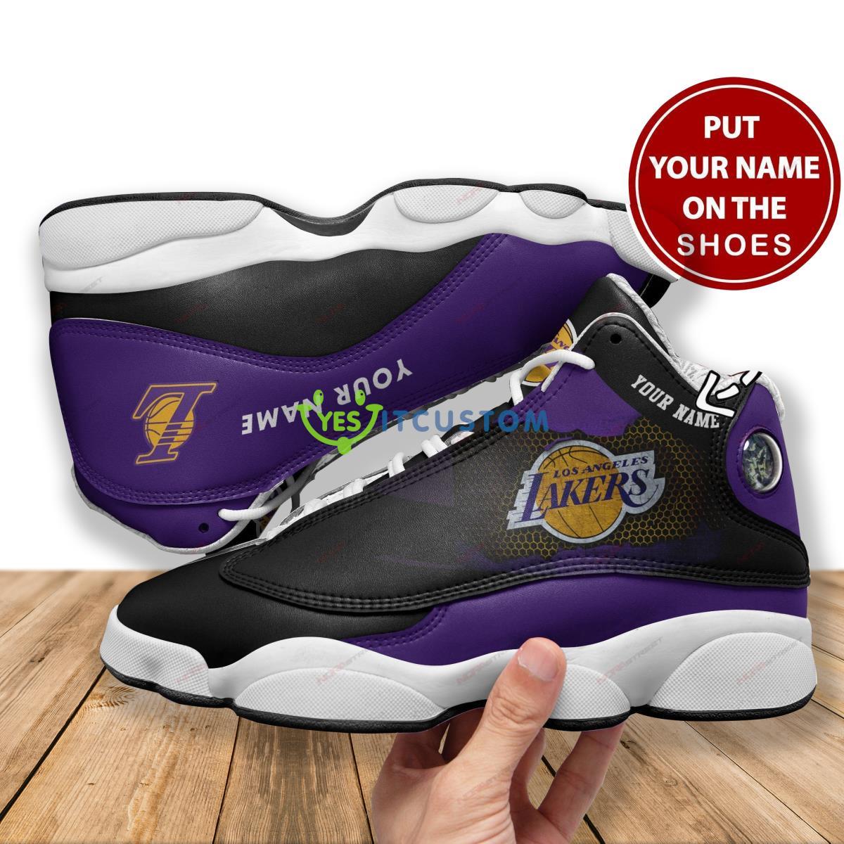 los angeles lakers basketball team personalized air jordan 13 for fans