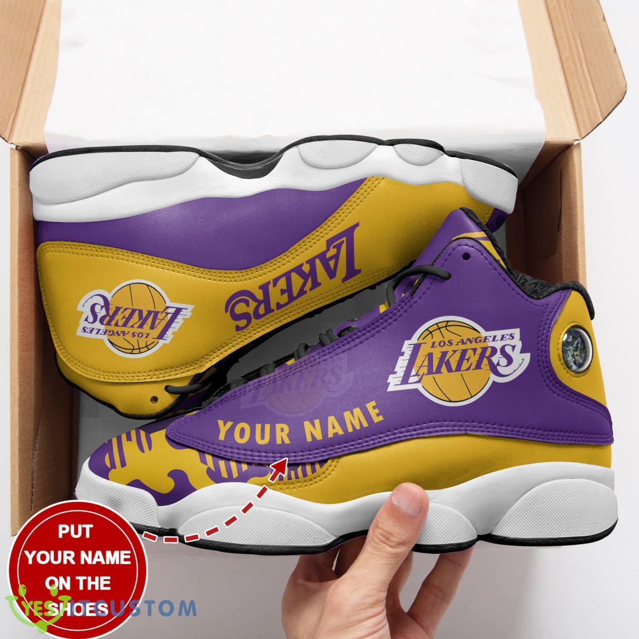 los angeles lakers custom name air jordan 13 sneakers los angeles lakers fans shoes