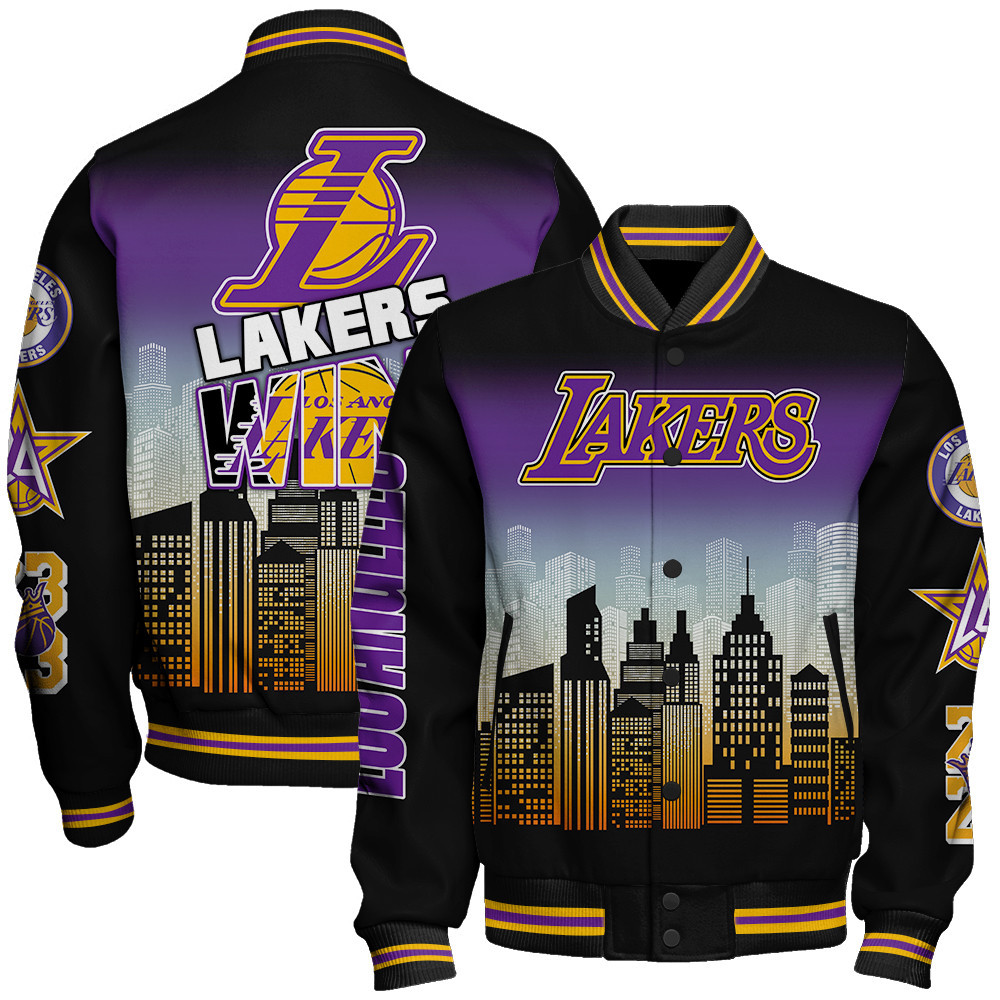 los angeles lakers nba baseball varsity jacket baseball jacket all over print stm v16 m9cxx