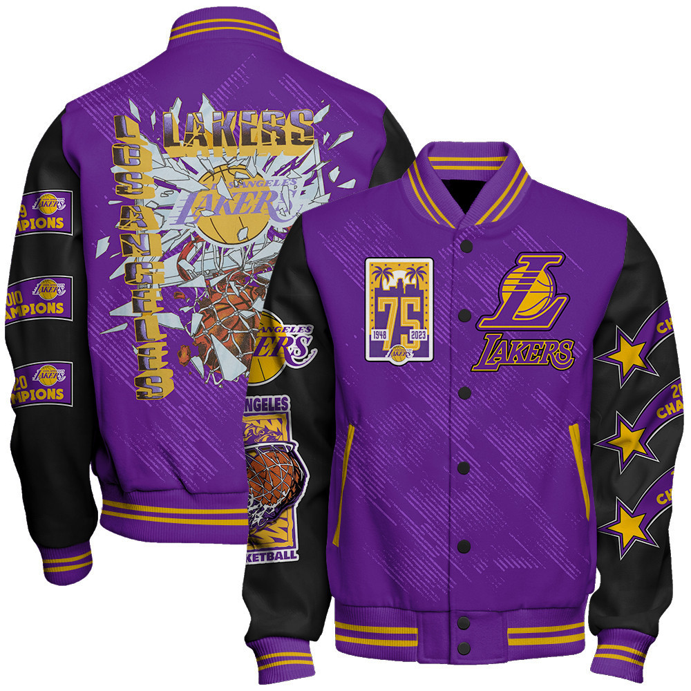 los angeles lakers nba baseball varsity jacket baseball jacket all over print stm v5 w5etd