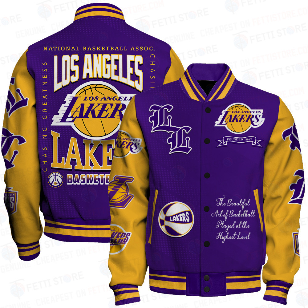 los angeles lakers nba print baseball varsity jacket baseball jacket all over print sfat v25 alf1b