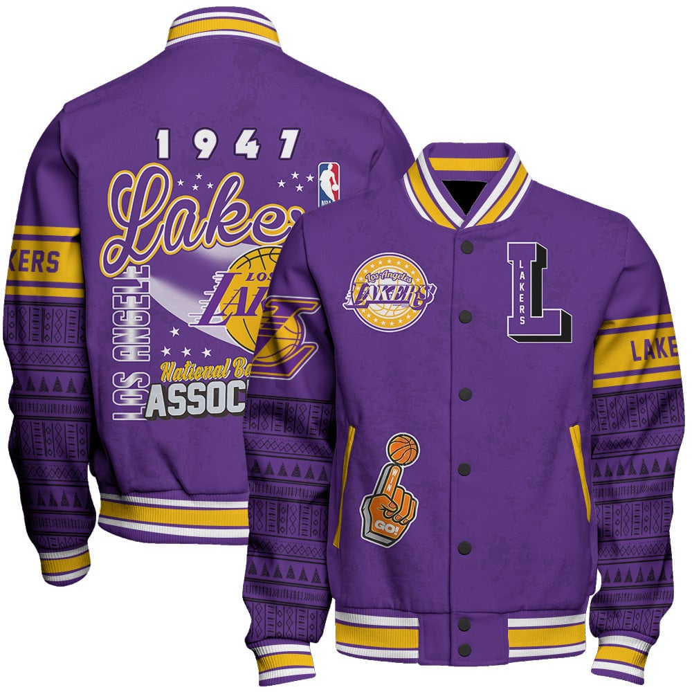 los angeles lakers varsity jacket baseball jacket all over print wf t3pod