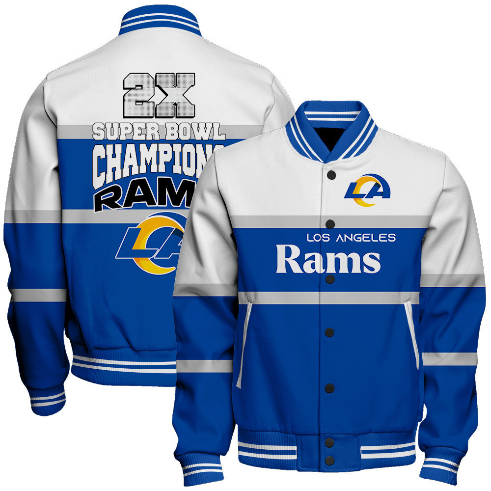 los angeles rams 2x super bowl champions design baseball varsity jacket baseball jacket all over print dr3lk