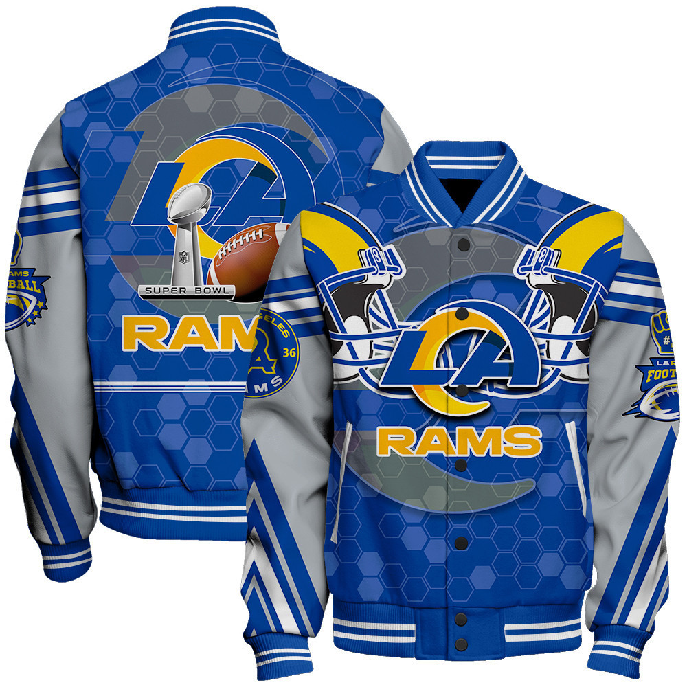 los angeles rams 3d football pattern cool print baseball varsity jacket baseball jacket all over print jjjqh