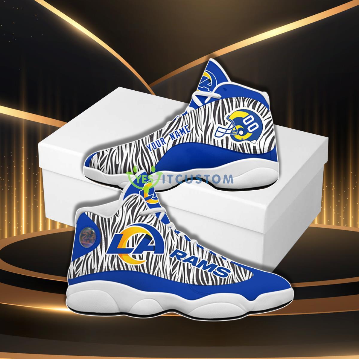 los angeles rams football team custom namenumber air jordan 13 shoes