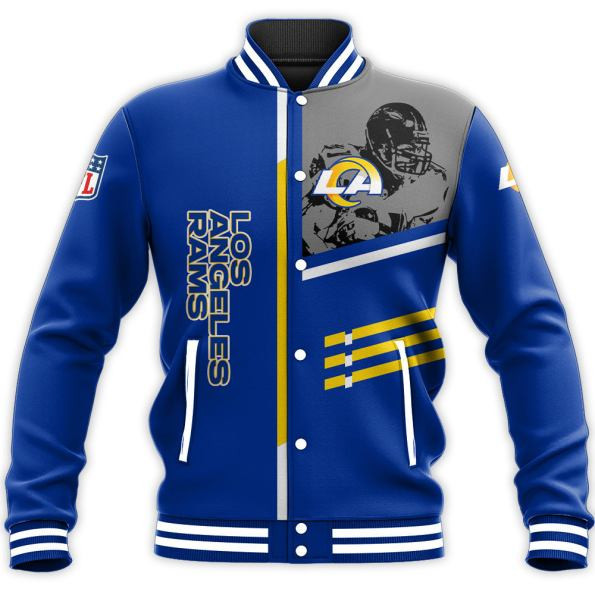 los angeles rams nfl football team logo custom name number 3d print baseball varsity jacket baseball jacket all over print ytw64