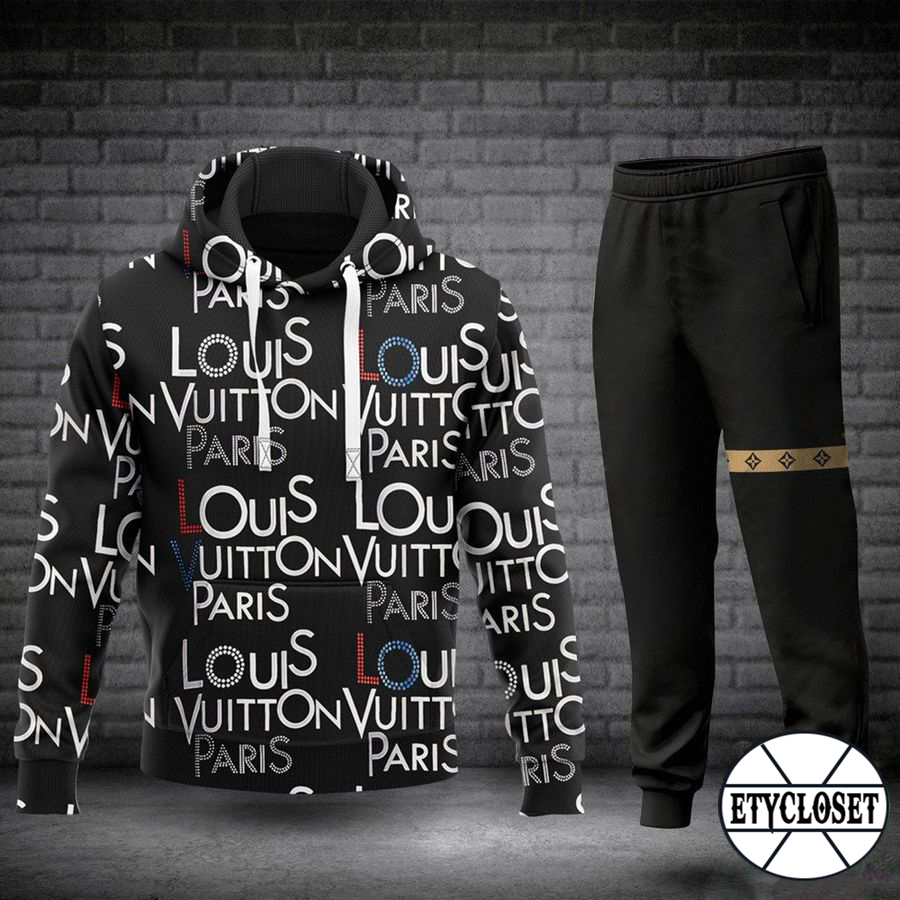 louis vuitton black hoodie sweatpants pants lv luxury brand clothing clothes type 16 hoodie outfit ideals for men and women 20231207094739915