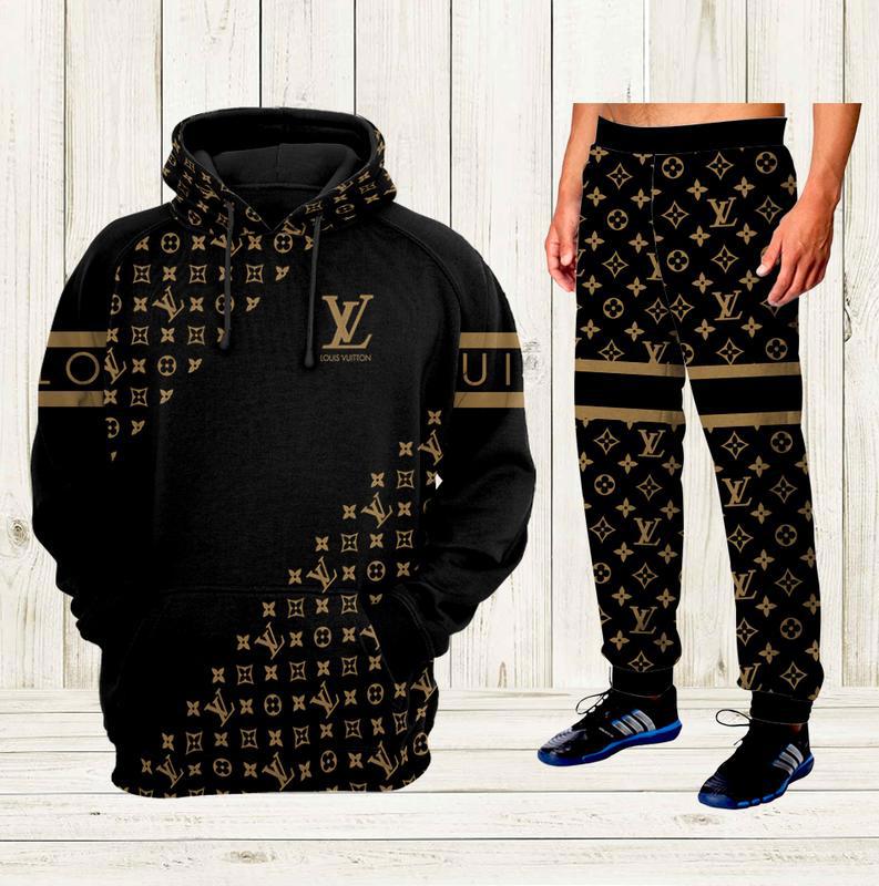 louis vuitton black hoodie sweatpants pants lv luxury brand clothing clothes type 70 hoodie outfit ideals for men and women 20231207094742389