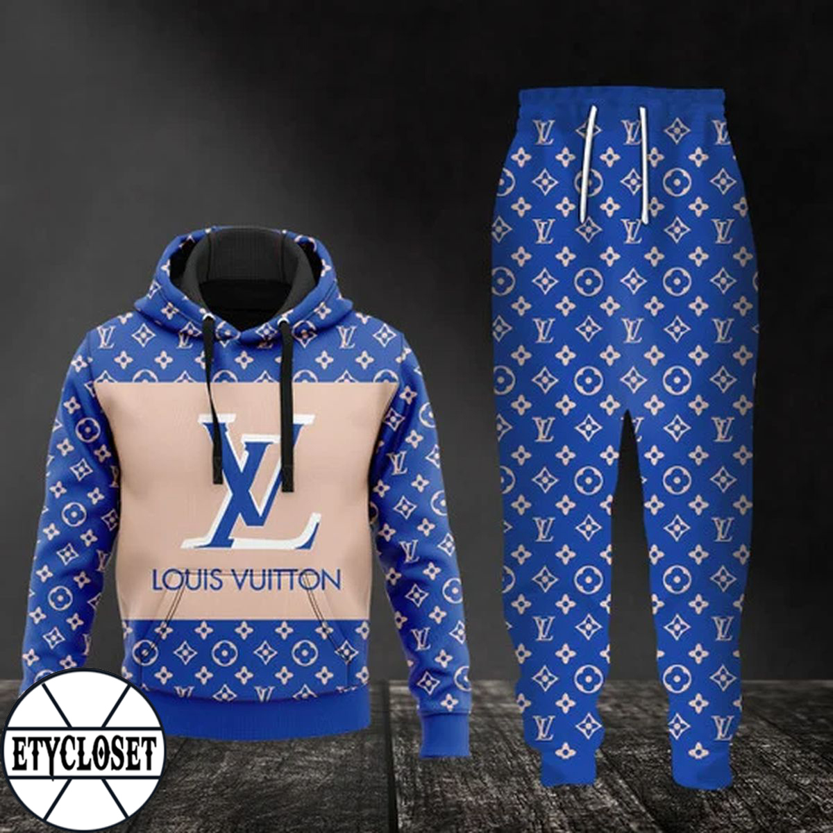 louis vuitton blue hoodie sweatpants pants lv luxury brand clothing clothes type 87 hoodie outfit ideals for men and women 20231207094711935