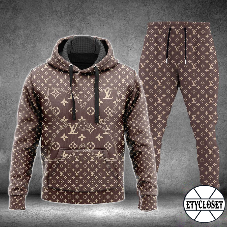 louis vuitton brown hoodie sweatpants pants lv luxury brand clothing clothes type 44 hoodie outfit ideals for men and women 20231207094654923