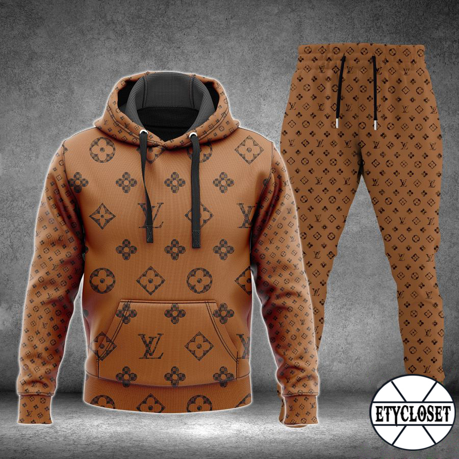 louis vuitton brown hoodie sweatpants pants lv luxury brand clothing clothes type 71 hoodie outfit ideals for men and women 20231207094657866