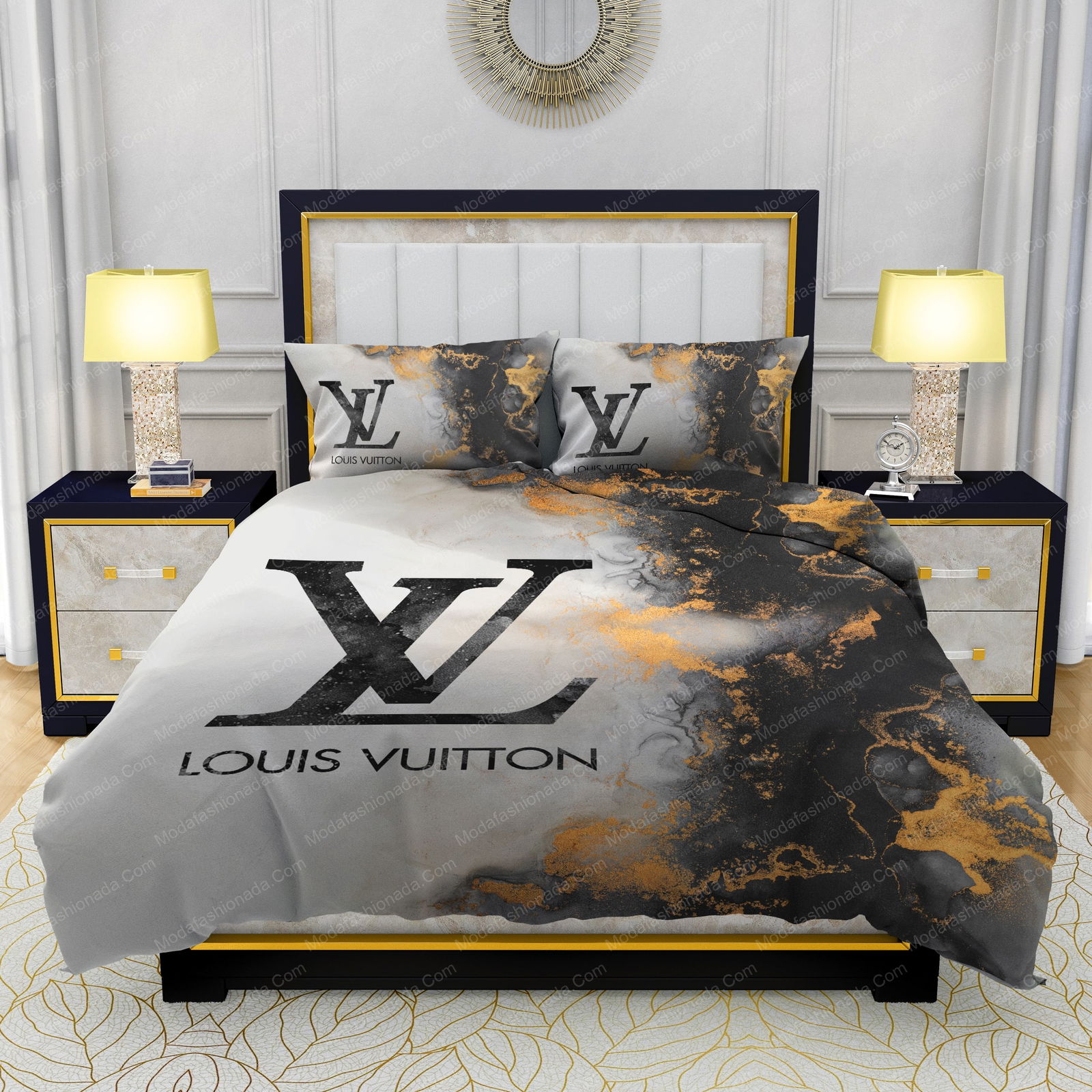 louis vuitton marble background bedding sets 1