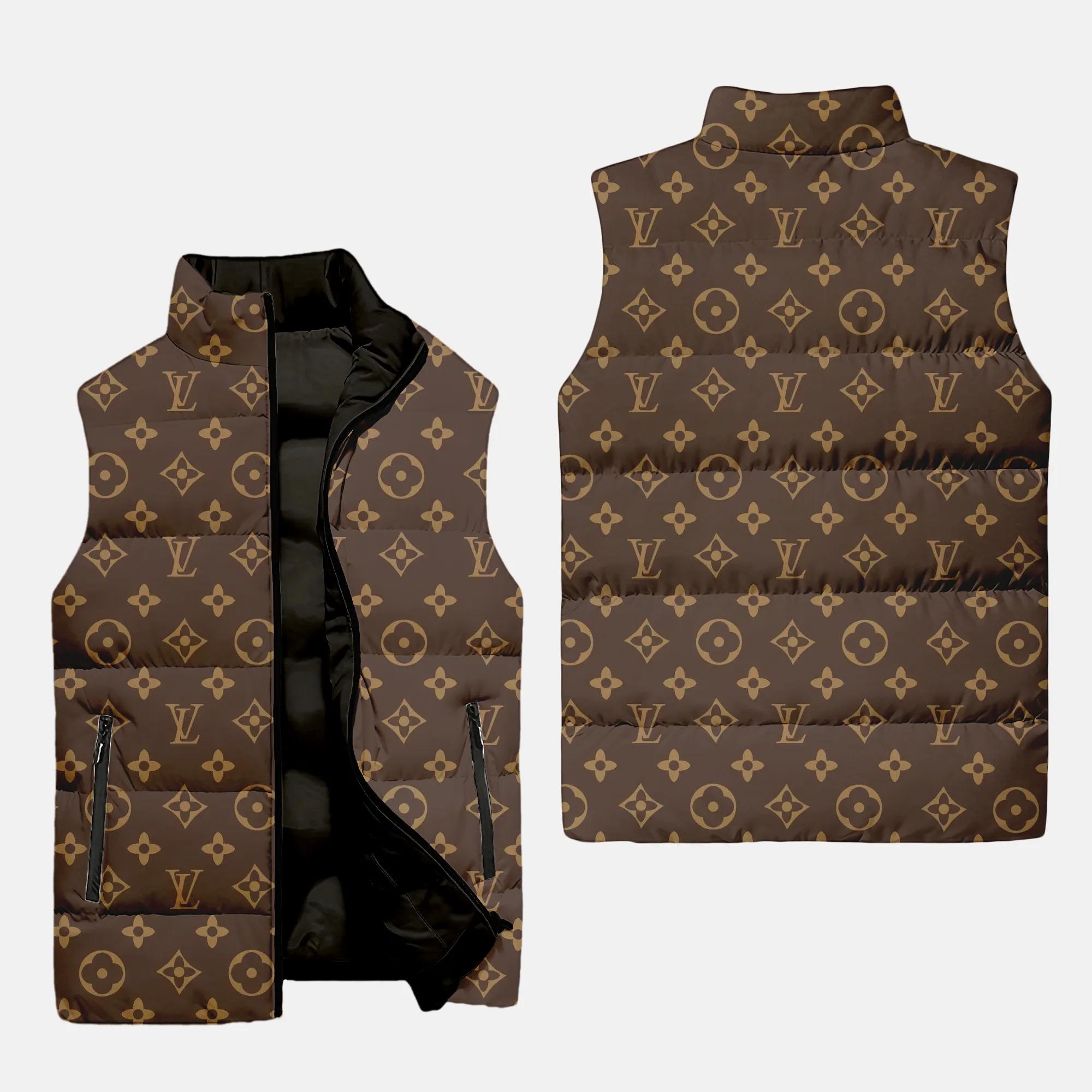 louis vuitton monogram brown luxury brand 3d sleeveless puffer jacket 20240108093908396