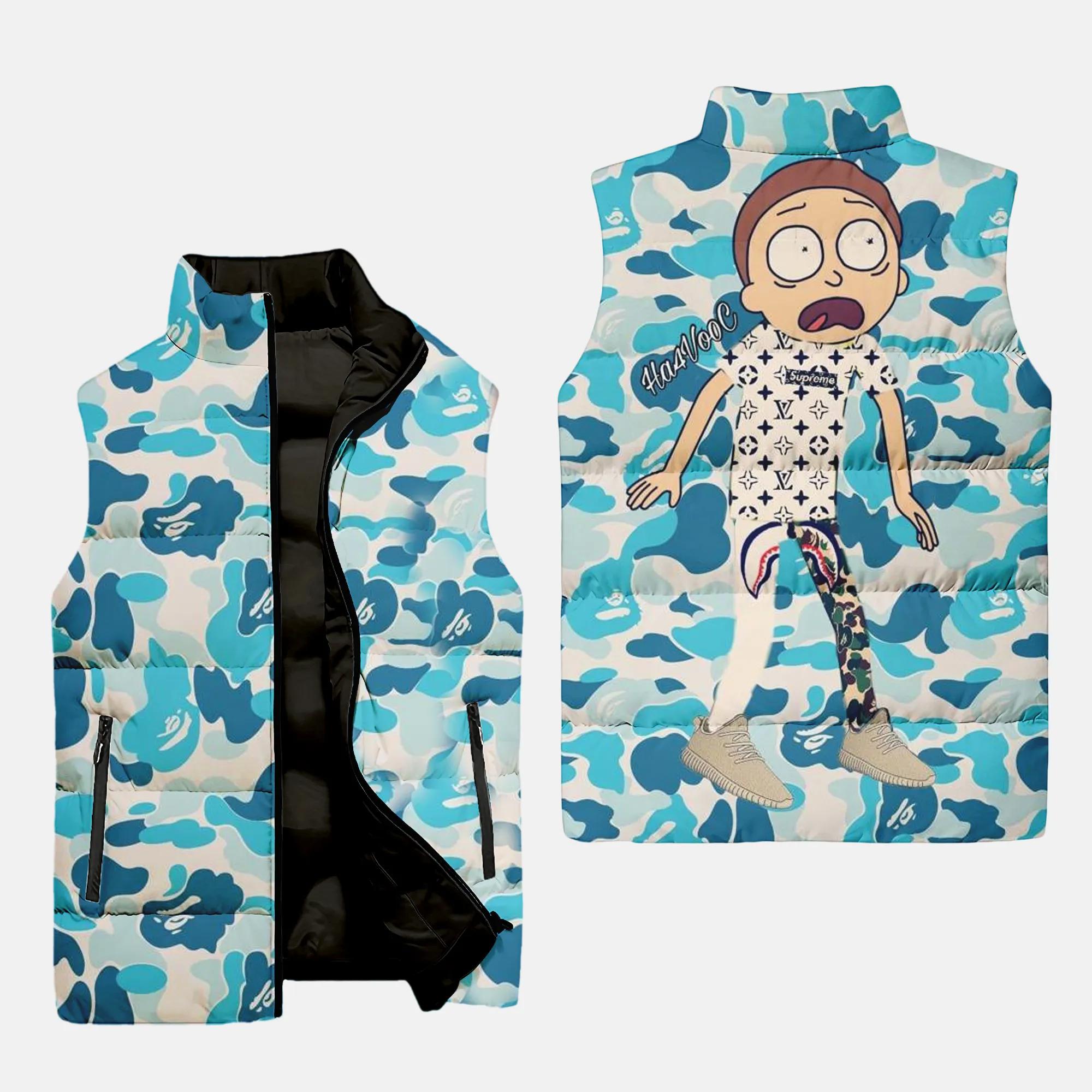 louis vuitton rick and morty bape luxury brand 3d sleeveless puffer jacket 20240110053259793