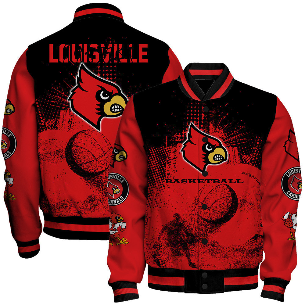 louisville cardinals ncaa basketball team splashing colors 3d print baseball varsity jacket baseball jacket all over print g1rnm