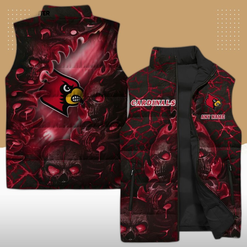 louisville cardinals ncaa sleeveless puffer jacket custom for fans gifts foZNxB