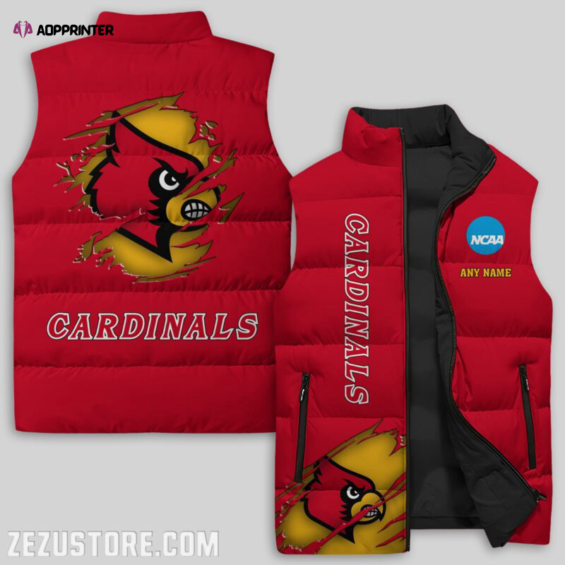 louisville cardinals ncaa sleeveless puffer jacket custom for fans gifts