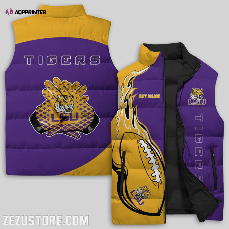 lsu tigers ncaa sleeveless puffer jacket custom for fans gifts 1