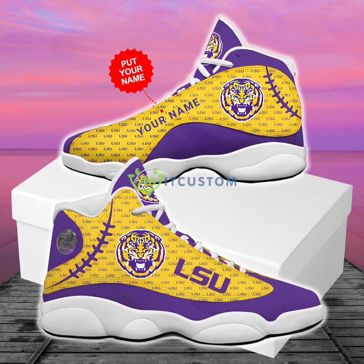 lsu tigers style custom name air jordan 13 sneaker