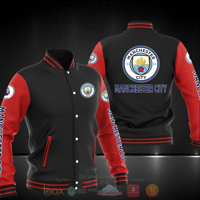 manchester city black red baseball varsity jacket baseball jacket all over print jp62u