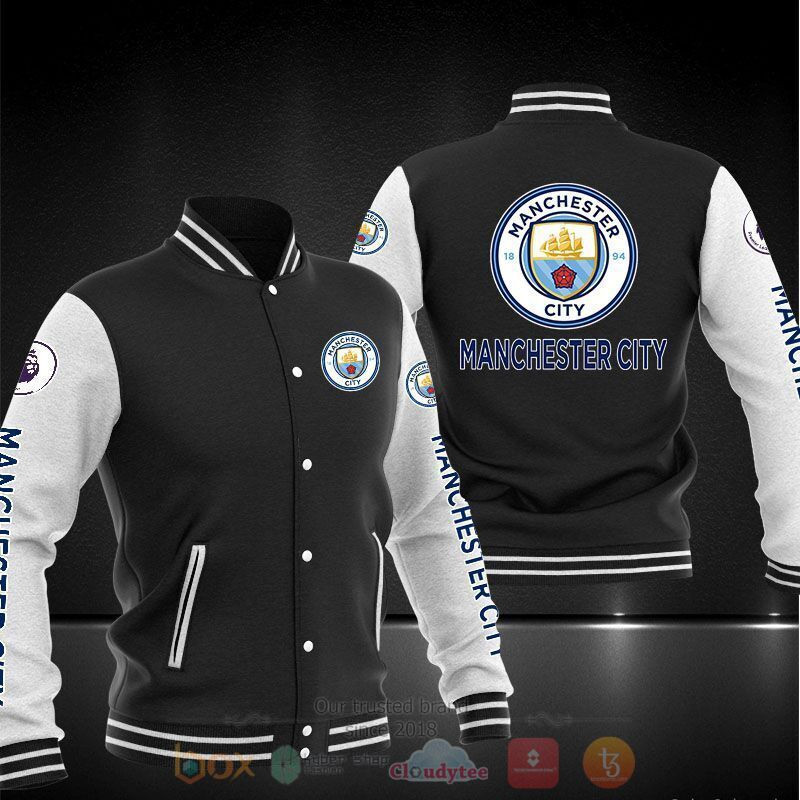 manchester city black white baseball varsity jacket baseball jacket all over print xt2u2