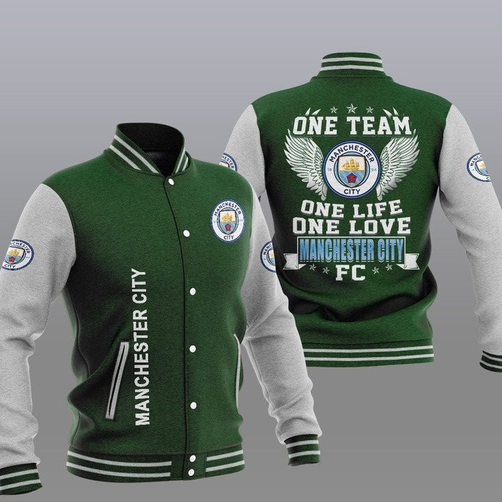 manchester city green one team one life one love baseball varsity jacket baseball jacket all over print ccrpg