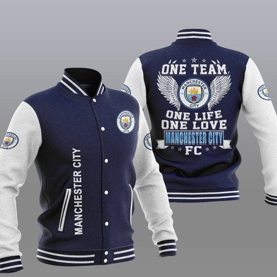 manchester city navy blue one team one life one love baseball varsity jacket baseball jacket all over print fos6b