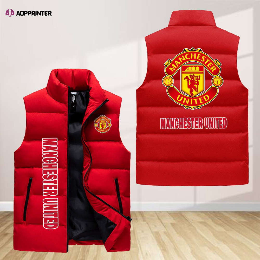 manchester united sleeveless puffer jacket custom for fans gifts