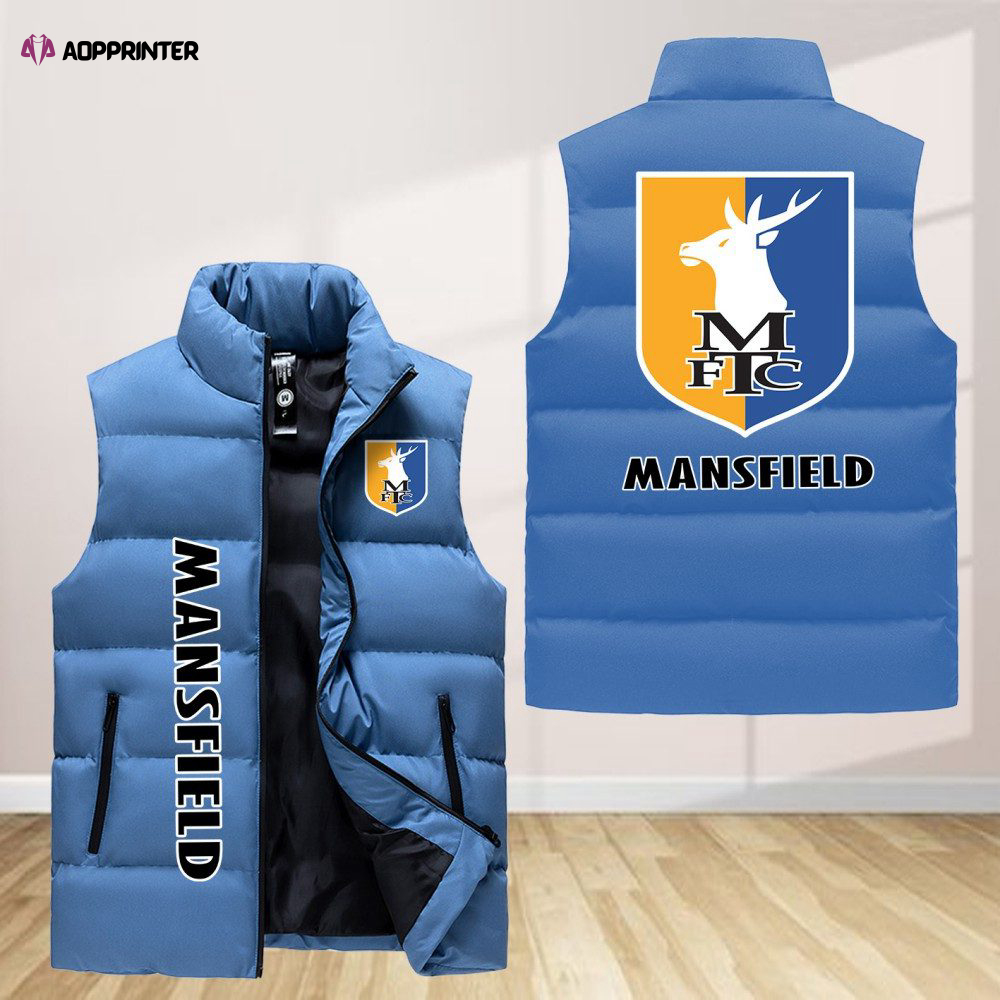 mansfield town sleeveless puffer jacket custom for fans gifts