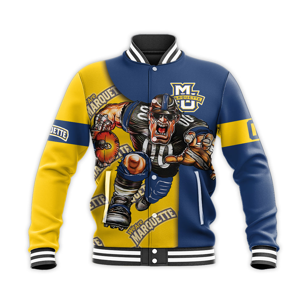 marquette golden eagles baseball jacket button up zipper hooded all over print football go on gift for fans ncaa rdmxq