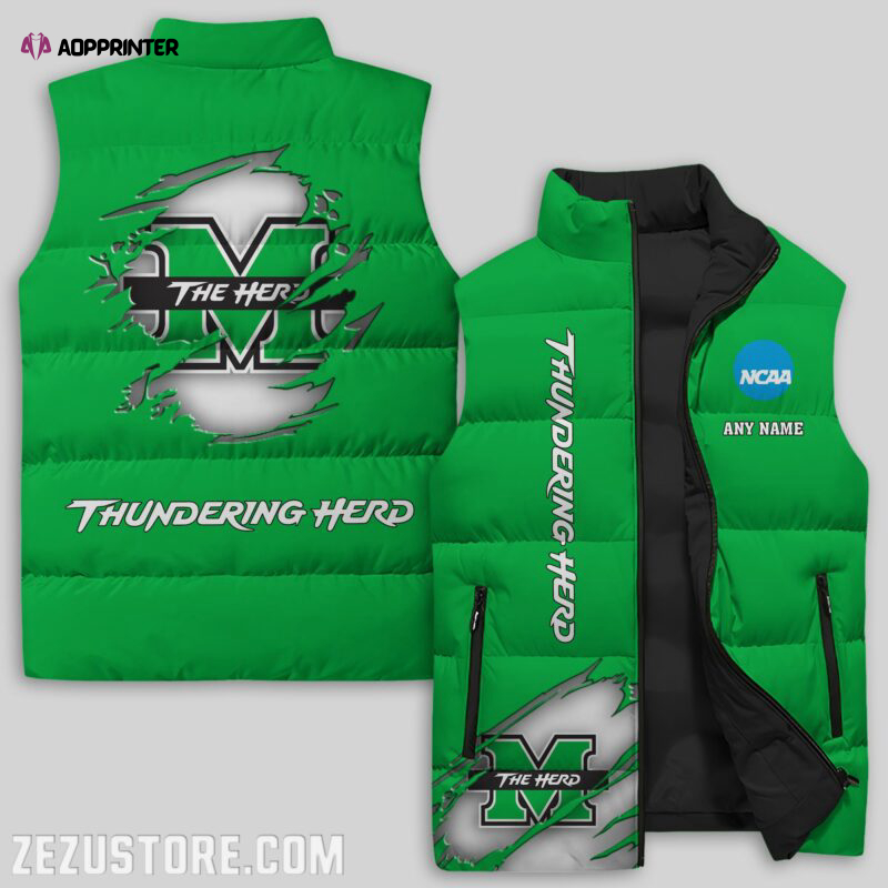 marshall thundering herd ncaa sleeveless puffer jacket custom for fans gifts 1