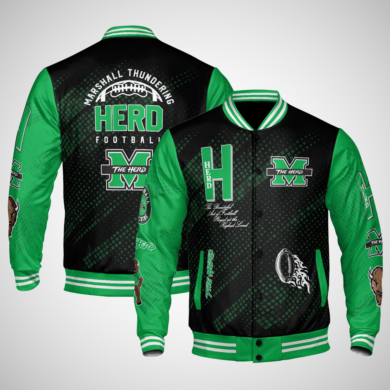 marshall thundering herd varsity jacket baseball jacket all over print wf hhkuu