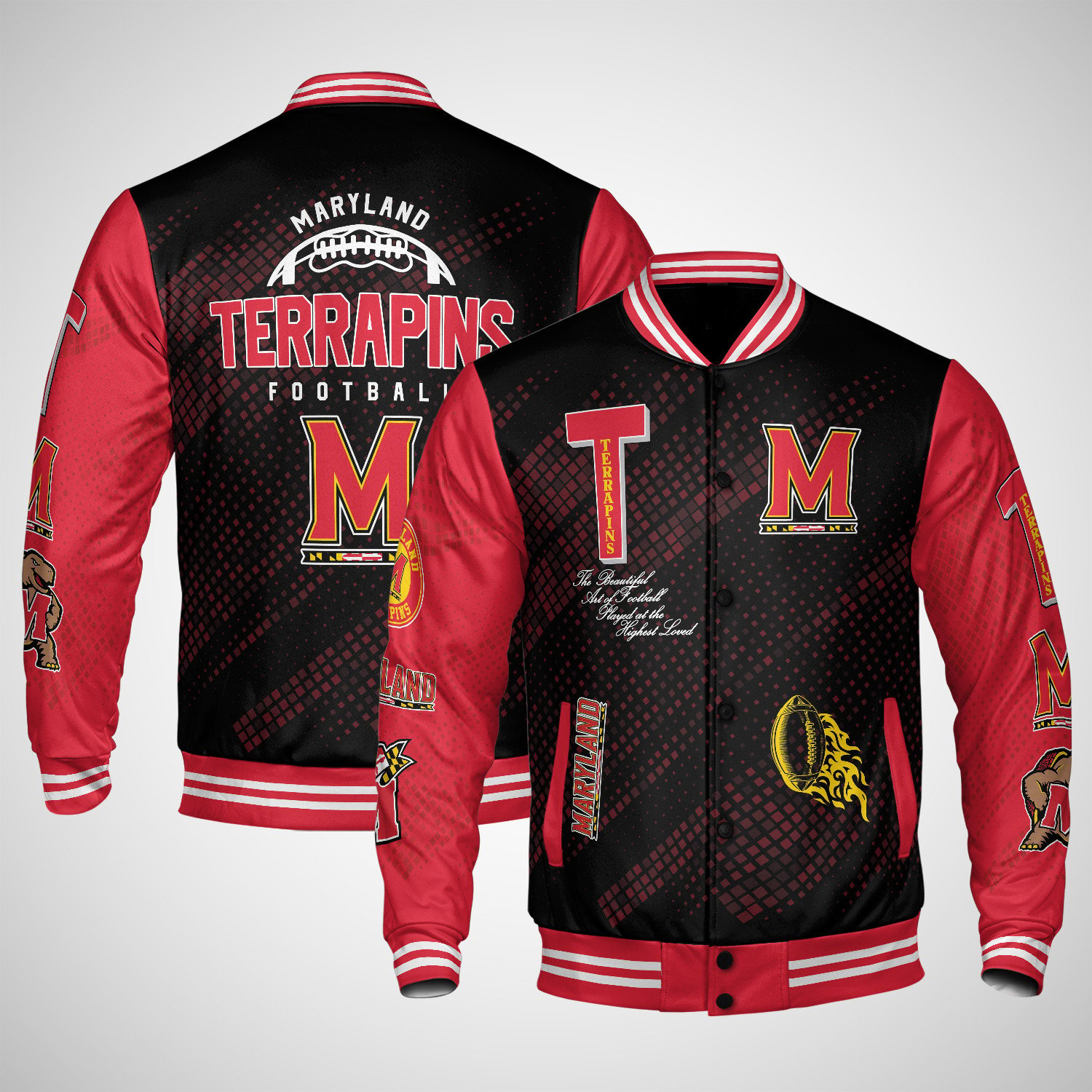 maryland terrapins varsity jacket baseball jacket all over print wf nzagc