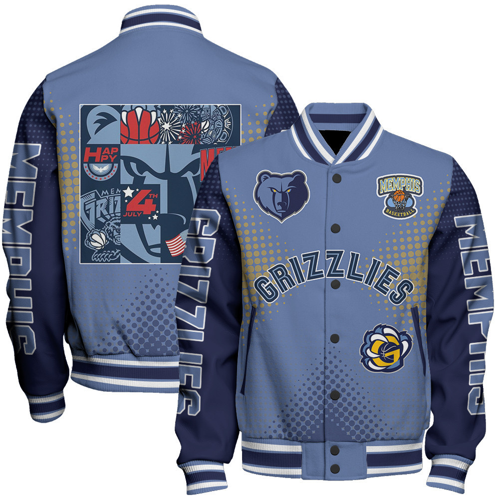 memphis grizzlies nba baseball varsity jacket baseball jacket all over print stm v18 edmbw