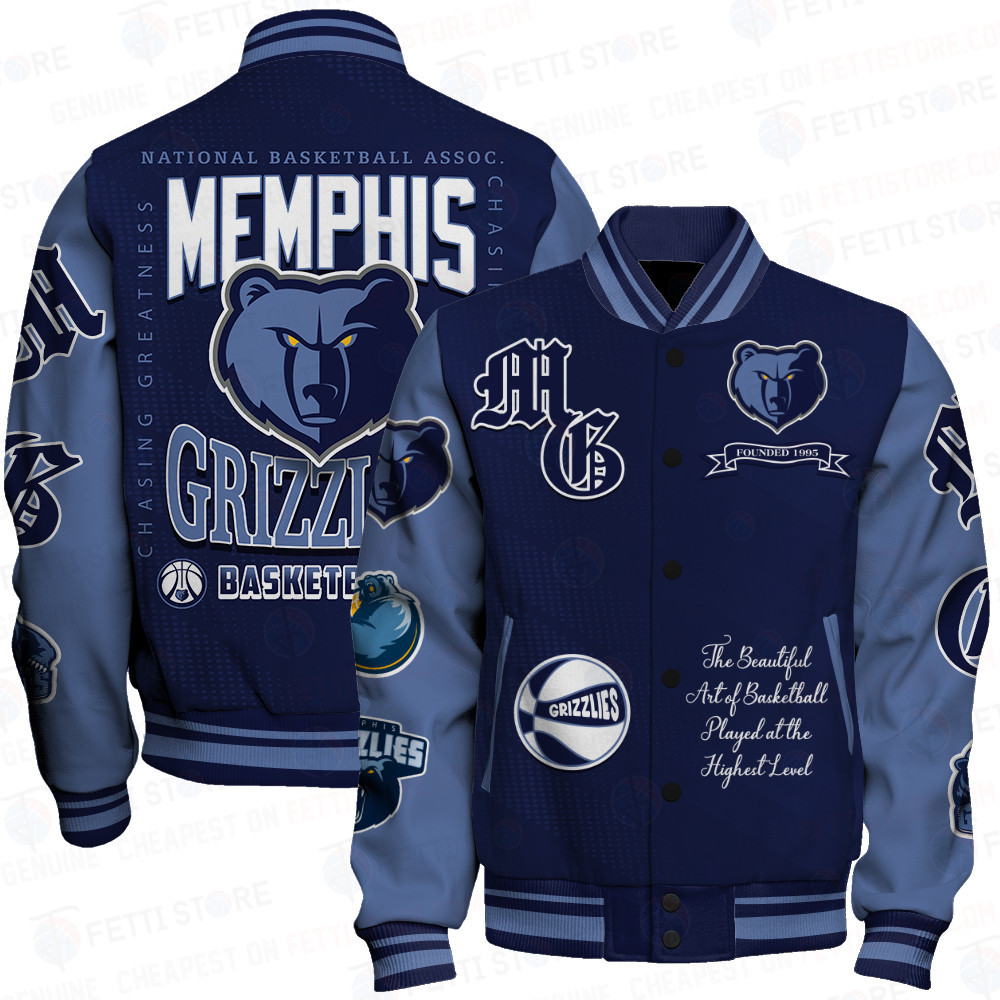 memphis grizzlies nba print baseball varsity jacket baseball jacket all over print sfat v25 vji3i